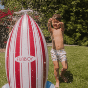 Inflatable Backyard Sprinkler Red and White Stripe Rocket 4th of July